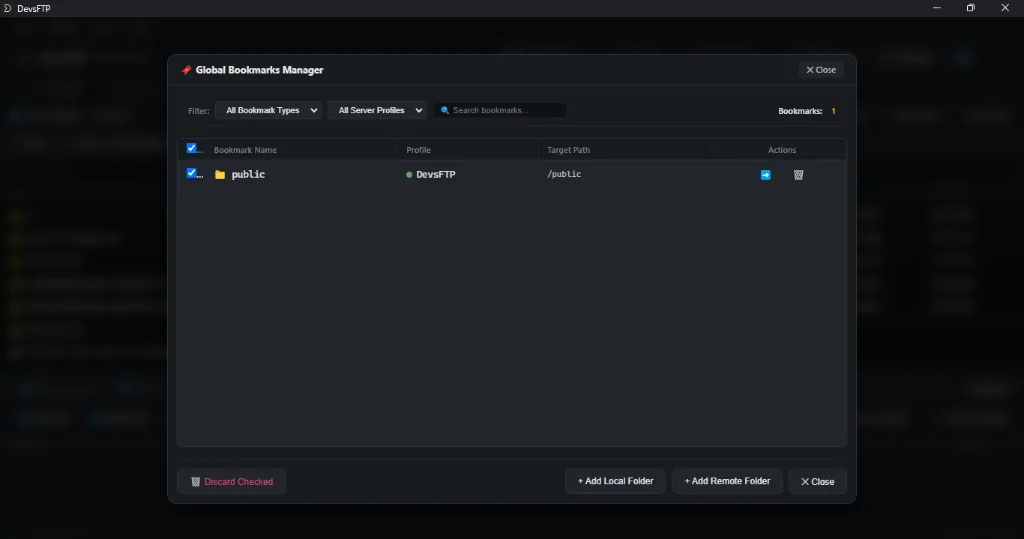 Global Bookmarks Manager (Dark Theme)