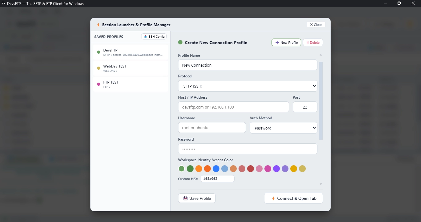 Profile Manager Dialog (Light Theme)