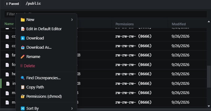 File Browser Context Menu — Find Discrepancies (Dark Theme)