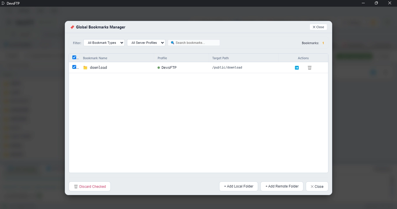 Bookmarks Panel (Light Theme)
