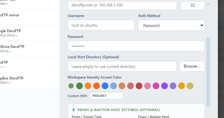 Local Start Directory Configuration (Light Theme)