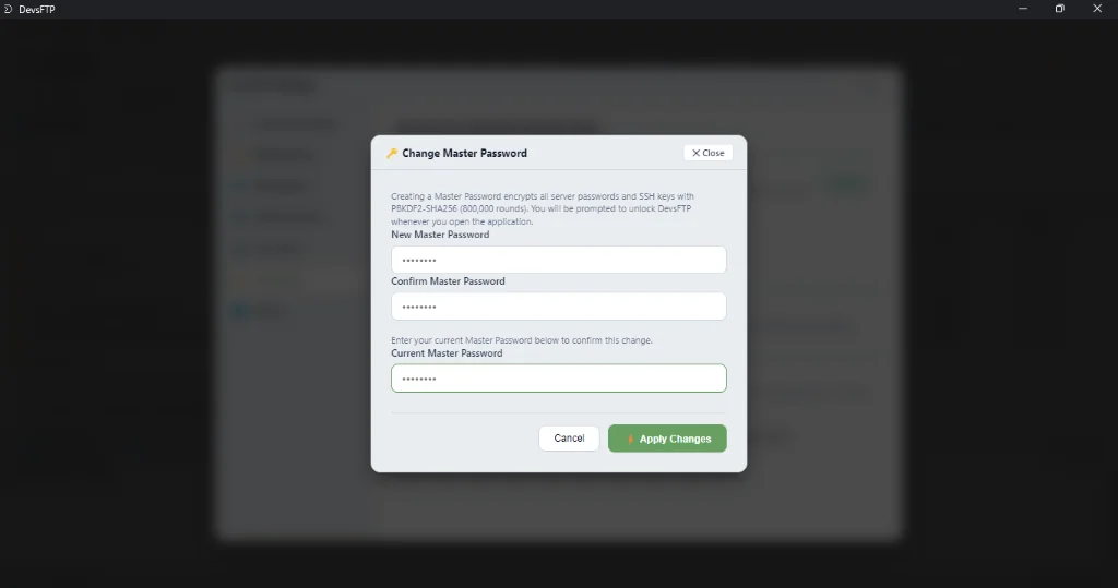 Master Password Vault Setup (Light Theme)
