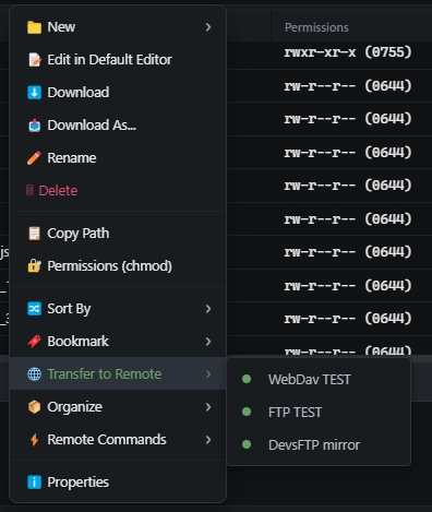 Remote-to-Remote Transfer (Dark Theme)